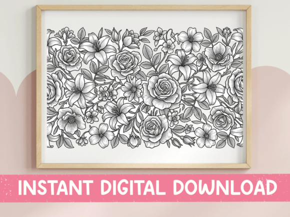 Floral Pattern Coloring Page: A Versatile Graphic for T-Shirt Designs and More