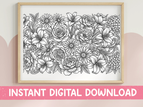 Garden Floral Coloring Page: A Versatile T-Shirt Design Graphic