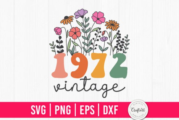 Vintage 1972 53th Birthday Graphics for T-Shirt Designs