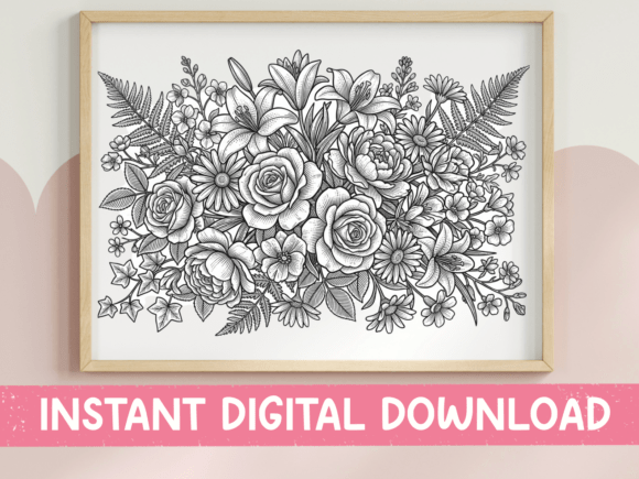 Wildflower Bouquet Coloring SVG PNG for T-Shirt Designs